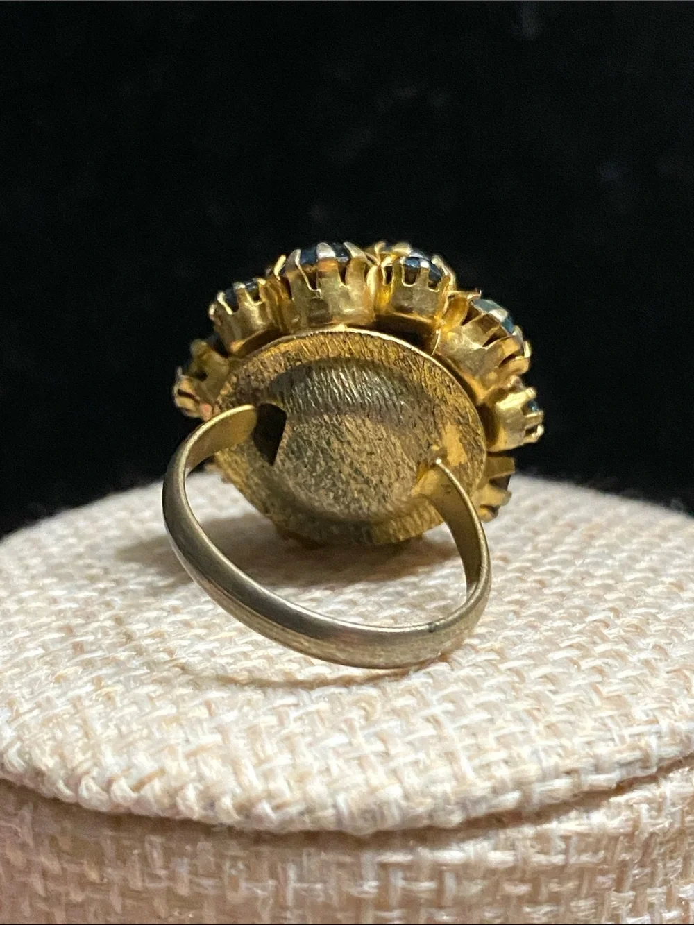 VTG Cluster Ring with Deep Blue Stones